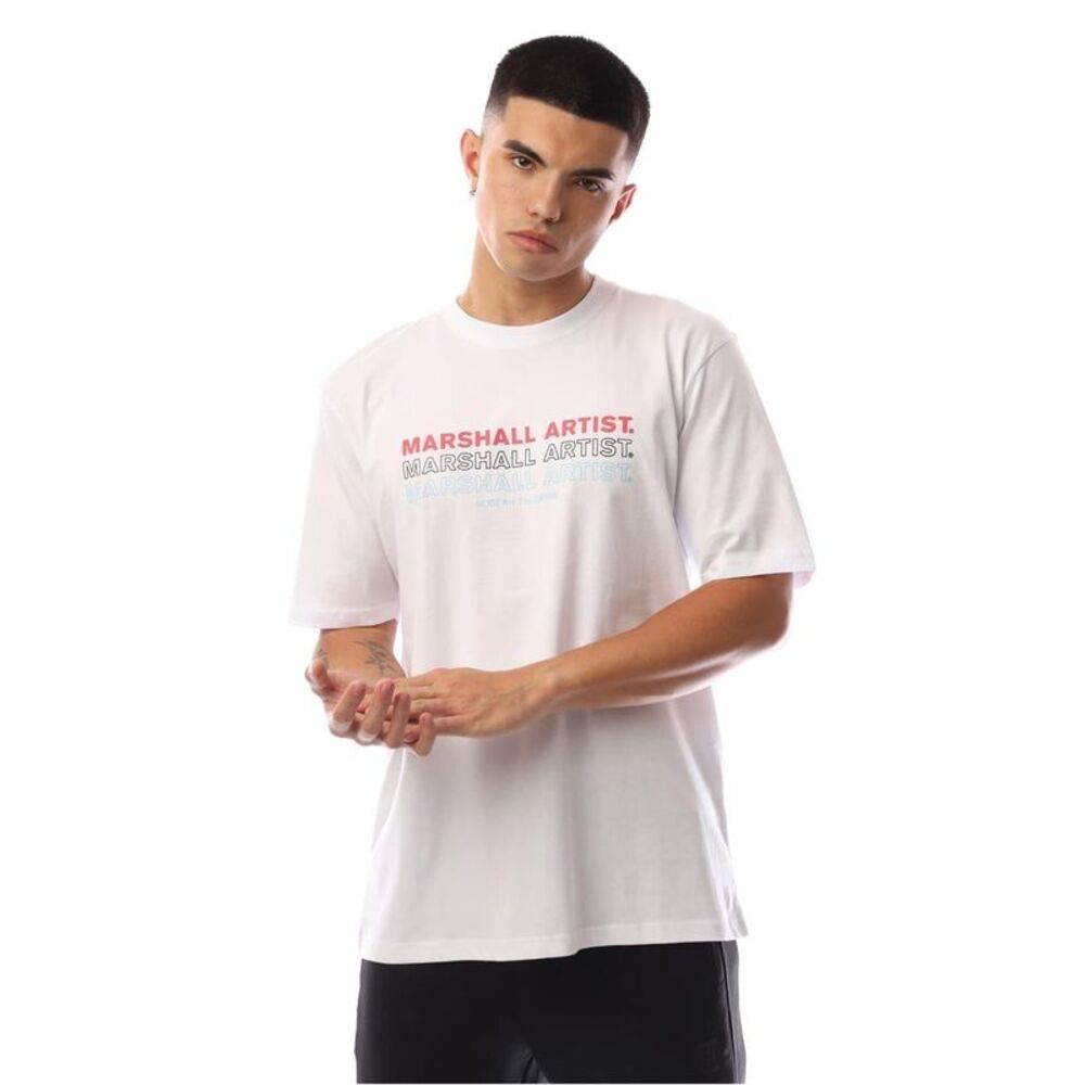Marshall Artist Mens Repeat Logo Regular T-Shirt / White